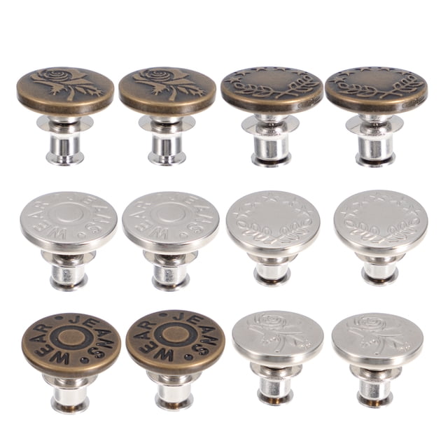 12 Pcs Boutons de Jean Réglables de Rechange Sans Clous Boucle de Taille Instantanée