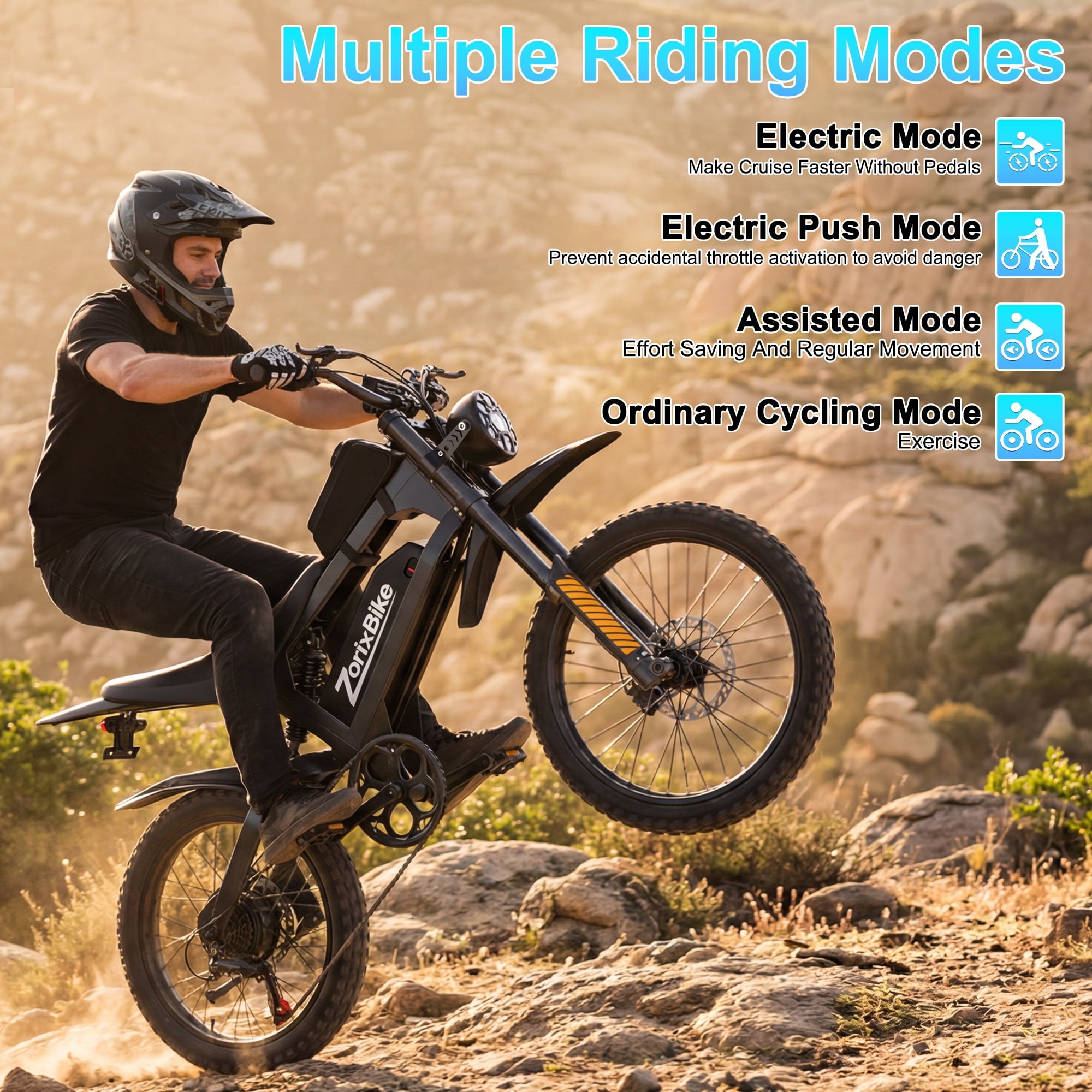 ZorixBike R8 Max Dual Motor Electric Bike for Adults - 48V 20AH Battery, Dual 1500W Peak Motors (3000W Peak Total), 31 MPH, 40 Miles Range, Fat Tires, Hydraulic Brakes, Off-Road Mountain E-Bike
