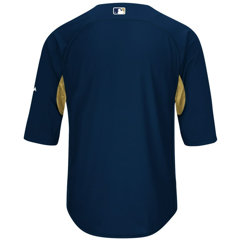 Men's Majestic Navy/Gold Milwaukee Brewers Authentic Collection On