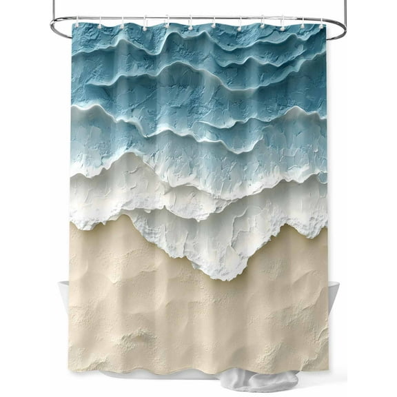 Shower Curtain Abstract Beach Waves Shower Curtains for Bathroom, Waterproof Polyester Shower Curtain Set with Hooks, Extra Long 72" x 84" Watercolor