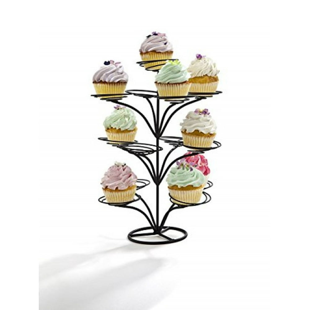 14" Large Black Metal Cupcake Tree Holder Display Stand Rack Tier Carrier Party Centerpiece