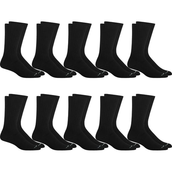 Men’s Heavy Duty Work Socks, Cushioned Crew Socks with Reinforced Heel & Toe, 10 Pair