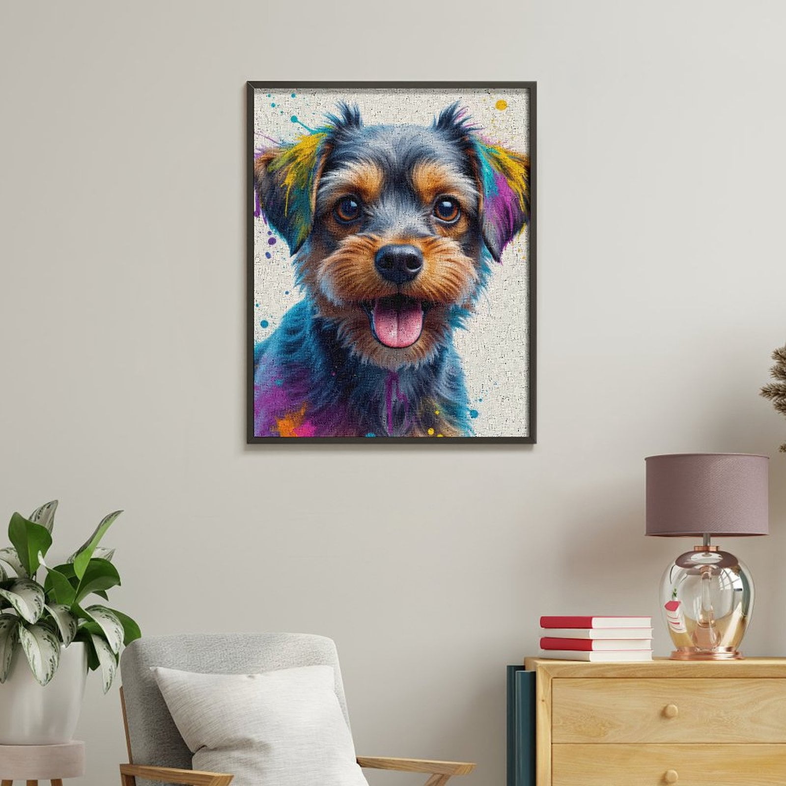Paint By Numbers Kit for Adults Beginner - Colorful Dog Portrait Art Image DIY Canvas Painting Kits for Adults, Frameless Paint By Number for Adults for Home Wall Decor 16x20 Inch