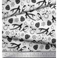 thumbnail image 2 of Soimoi Black Cotton Voile Fabric Spruce Leaves & Baubles Christmas Print Fabric by the Yard 42 Inch Wide, 2 of 3