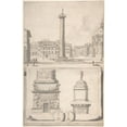 thumbnail image 2 of Jan Goeree 11x14 Gold Ornate Wood Frame and Double Matted Museum Art Print Titled - A View of the Column of Trajan (Above) with Details (Below) (Before 1704), 2 of 4