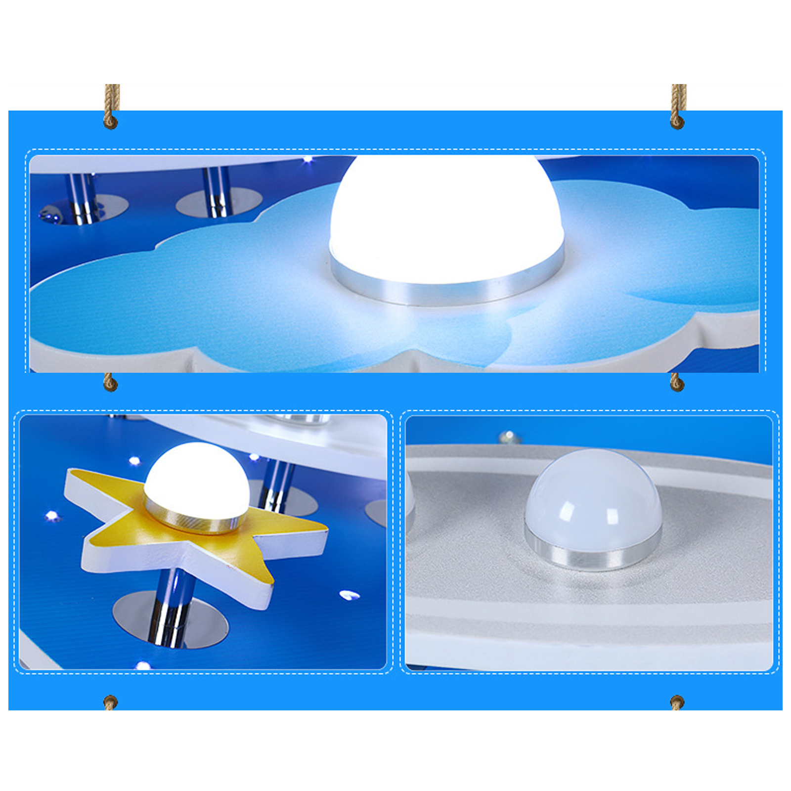 60*20cm 6500K Blue MDF Ceiling Light Universe Stars Ceiling Light for Ining Rooms Living Rooms Kitchens Cafes