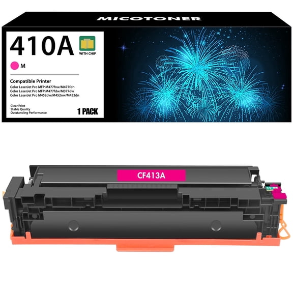 CF413A Compatible for HP 410A Toner Cartridge Replacement for HP 410A CF413A 410X work with HP LaserJet Pro M452DN M452DW M452NW MFP M477FDN MFP M477(Magenta 1-Pack)