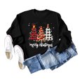 thumbnail image 4 of Vêtements d'automne pour femmes, couleur unie, imprimé arbre de noël, pulls en polaire, tenue quotidienne, 4 of 8