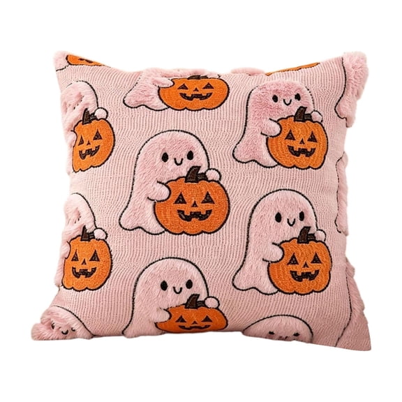 LSLXA Fall Halloween Throw Pillow Covers Decorative Pumpkin Pattern Pillow Cover Soft Plush Faux Wool Cushions For Home Sofa Couch