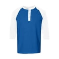 thumbnail image 5 of Dwelliawo Henley Fall Shirts for Men Raglan 3/4 Sleeve Jersey Baseball T-Shirts Casual Round Neck Athletic Tee Tops Blue S, 5 of 7