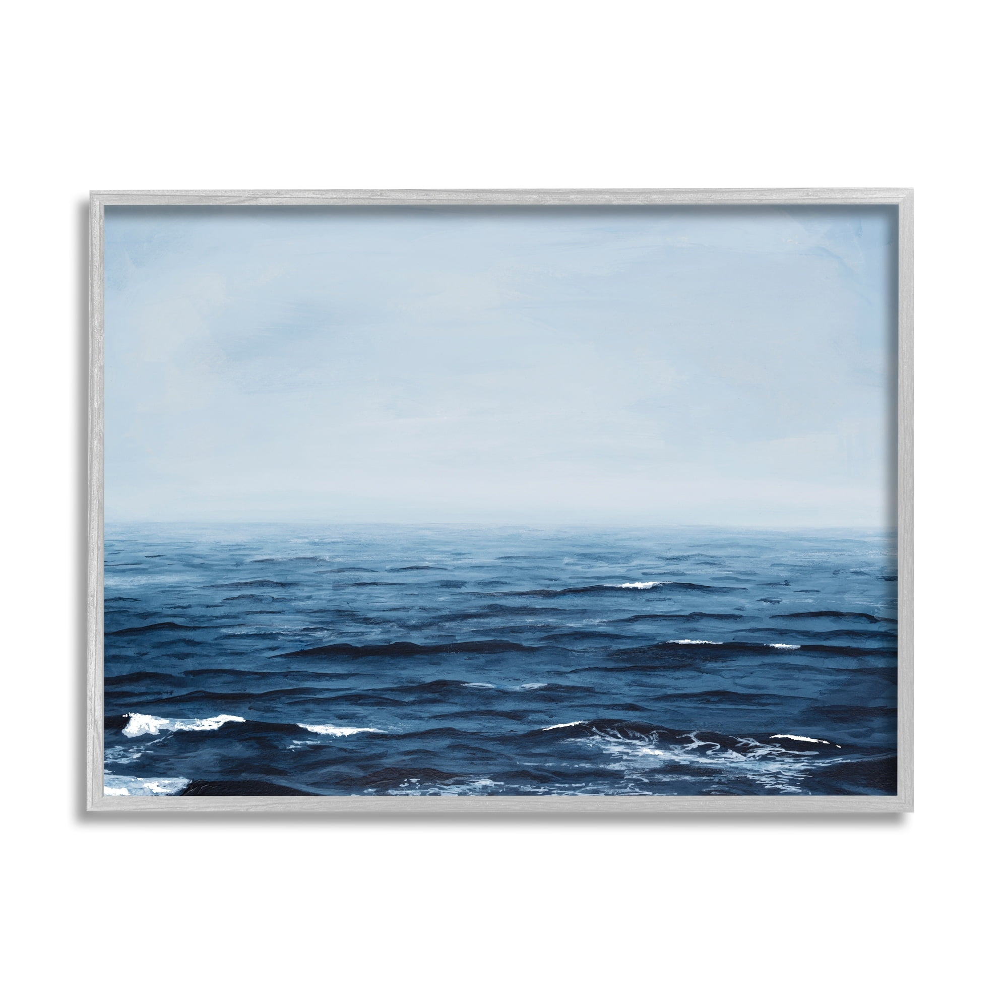 Stupell Industries Choppy Ocean Water Waves Foggy Nautical Horizon Photograph Gray Framed Art Print Wall Art, Design by Michael Willett