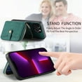 thumbnail image 6 of ShellTech Phone Case for iPhone 13 Pro Max Zipper Wallet Cover with Credit Card Holder Slot Shoulder Crossbody Strap Cell Women Girls Men,Green, 6 of 12
