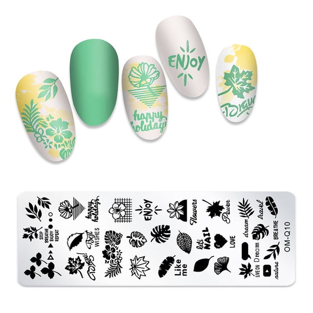Plantilla de impresión de arte de uñas con copos de nieve navideños jaspeados, placa de impresión artística