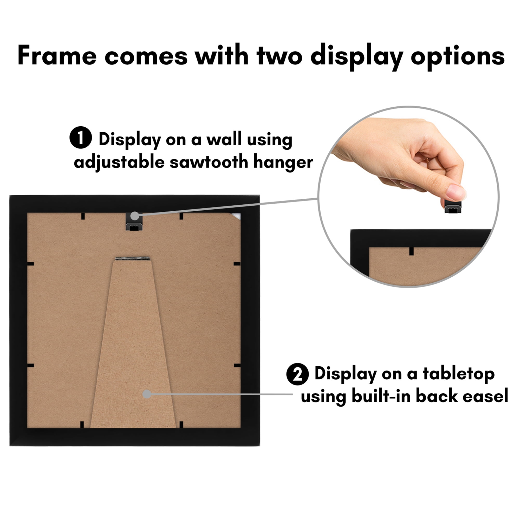 Americanflat 8x8 Picture Frame with Shatter-Resistant Glass with 4x4 Mat 2 Pack Display Photo Square - Black