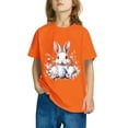 thumbnail image 4 of Virmaxy Boys Girls Easter Party Cotton Tee Rabbit & Egg Hunt Design Round Neck T-shirt for 3-10Yrs Summer Camp Sunday Brunch Orange-3 7 Years, 4 of 4