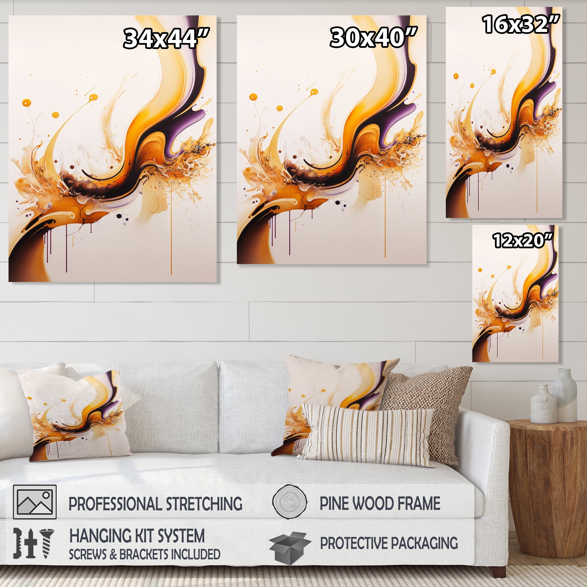 Designart White And Gold Fusion III Canvas Wall Art