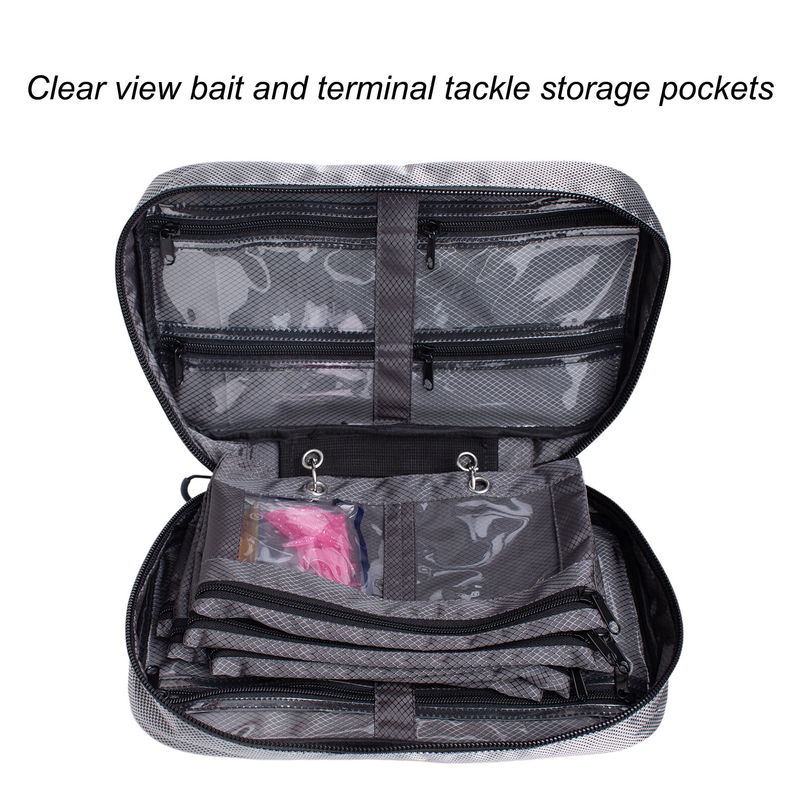 Kylebooker Soft Plastic Bait Storage Bag 6 Soft Bait Binder Compartments Water-Resistant Tackle Binder Organize for Lines, Hooks, Sinkers（Black）