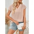 thumbnail image 5 of Lightweight Women's Loose Fit T Shirt V Neck Design Breathable Fabric Tops Solid Color Casual Blouse Comfort Wear, 5 of 9