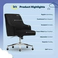 thumbnail image 2 of Serta Scarlett Modern MidBack Office Chair Velvet Fabric Silver Metal Base Black, 2 of 10