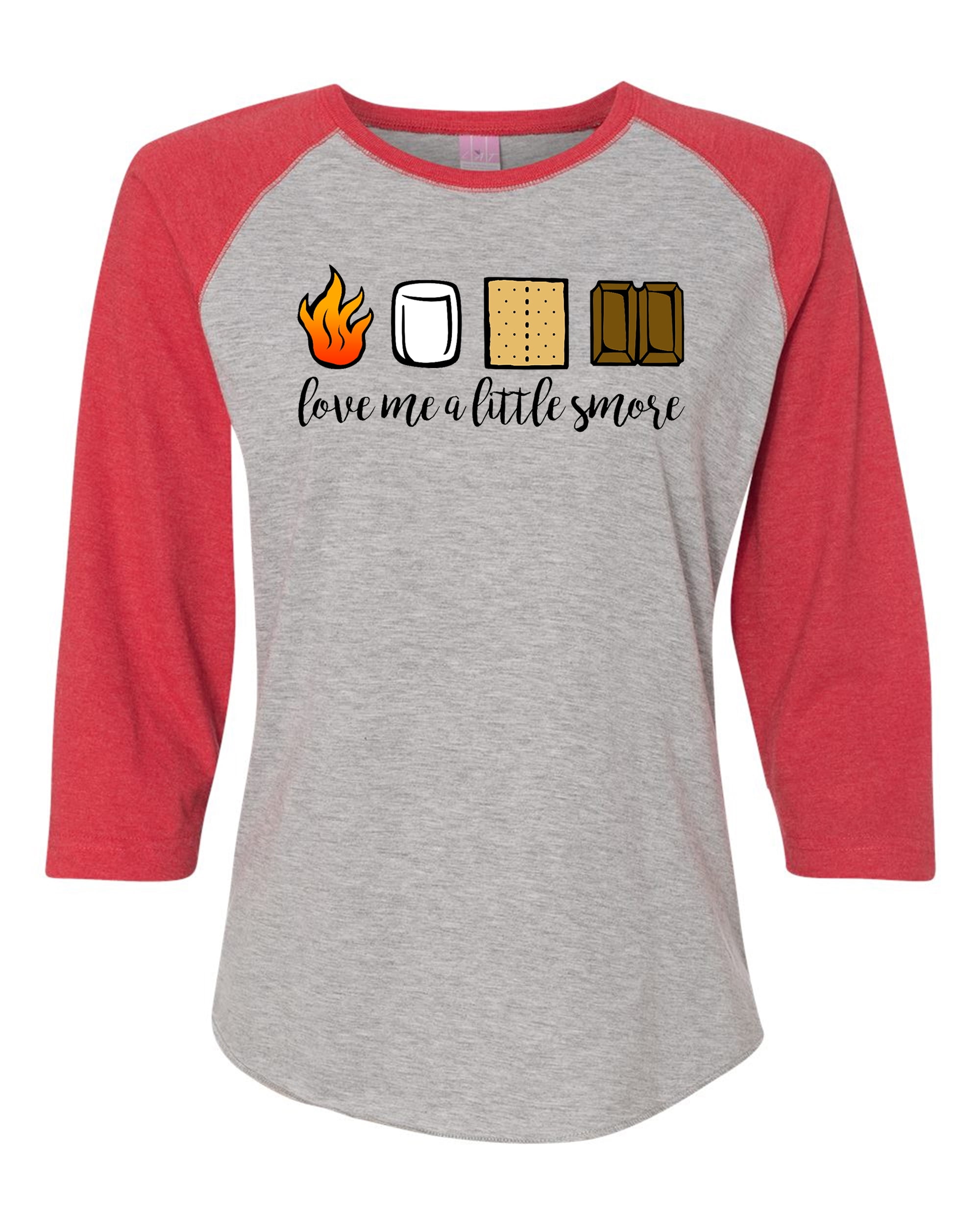Love Me A Little Smore Valentine's Day Women's Raglan 3/4 Sleeve Shirt Vintage - Picture 7 of 12