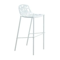 LeisureMod Devon Mid-Century Modern Aluminum Bar Stool with Powder Coated Frame and Footrest