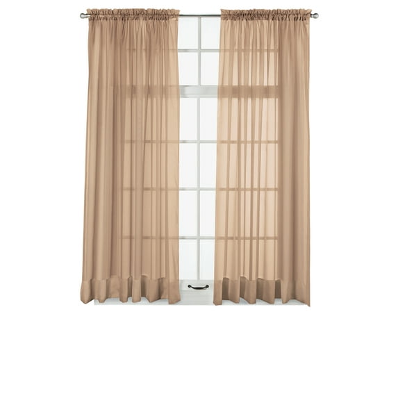 Collections Etc Elegance Sheer Window Curtain Panel Mocha 60" x 63"