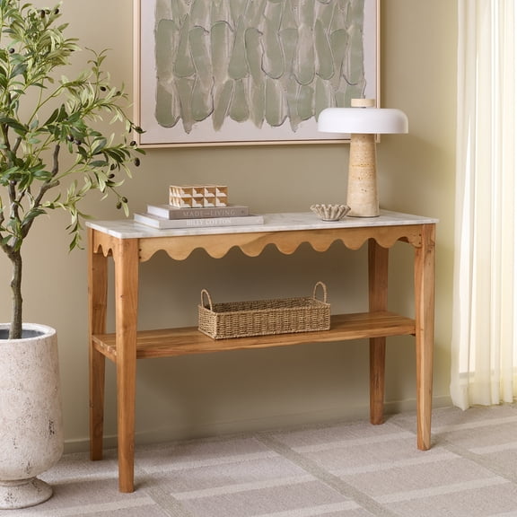 Safavieh Zemfira Marble Console Table, White/Natural