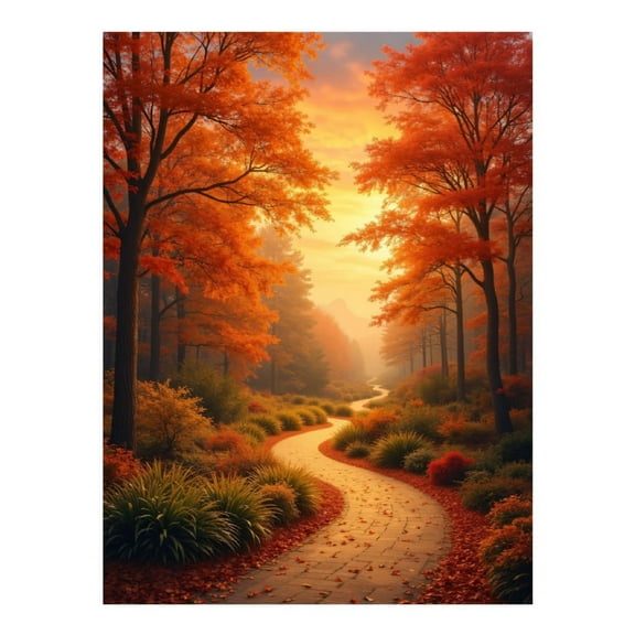 Diamond Art Kit for Adults, Autumn Pathway Through Forest Diamond Painting for Adults Beginners, DIY Diamond Art Painting Kits, 5D Diamond Painting Crafts for Home Decor 12x16 Frameless