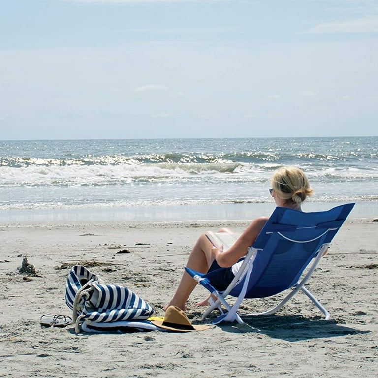 Rio Gear Portable Breeze Hammock Beach Chair w Foam Pillow Cup Holder Blue