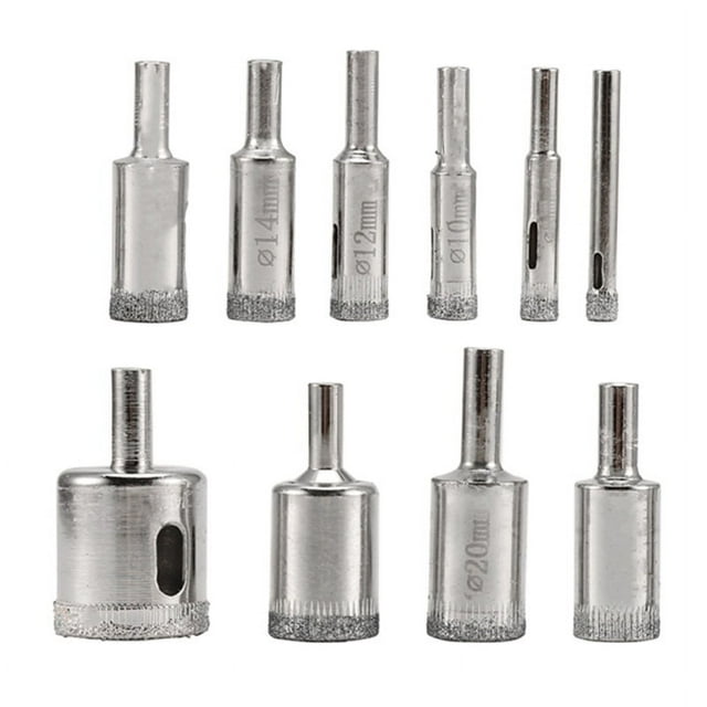 Juego de Brocas Diamante, Agujero Diamante 10 Piezas, Broca Vidrio para Granito MáRmol Porcelana Baldosas CeráMica