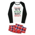 thumbnail image 3 of Franhais Christmas Family Pajamas Set Letter Print Raglan Long Sleeve Tops and Plaid Pants Loungewear Soft Sleepwear, 3 of 10