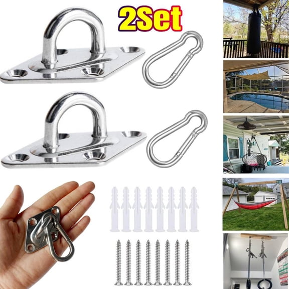 2 Set Heavy Duty Hammock Hanging Kit - Swing Hooks, Ceiling Hooks for Wall/Ceiling Mount, Indoor & Outdoor, 5 mm