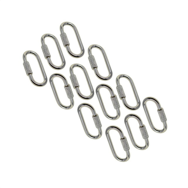 Escalada de roca montañismo carabiner d-anillo al aire libre senderismo llavero llavero colgar ganchos portátil manguera cable cadena enlace plata 12 paquetes kenally HA010907-01