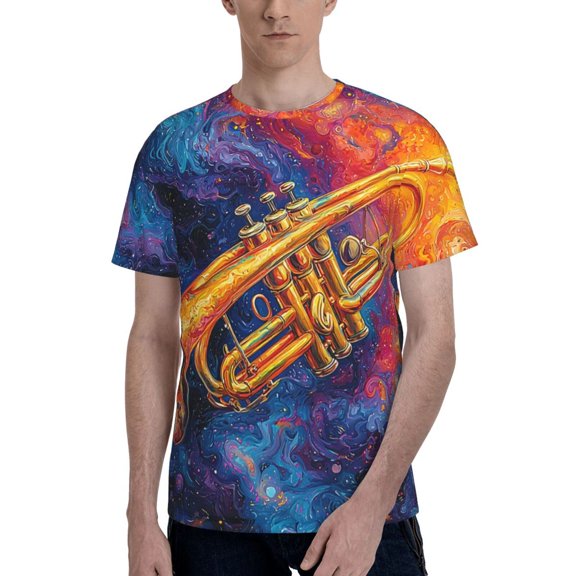 Men's T Shirts Fashion Casual Novelty Tee Graphic Top, Trumpet Music Psychedelic