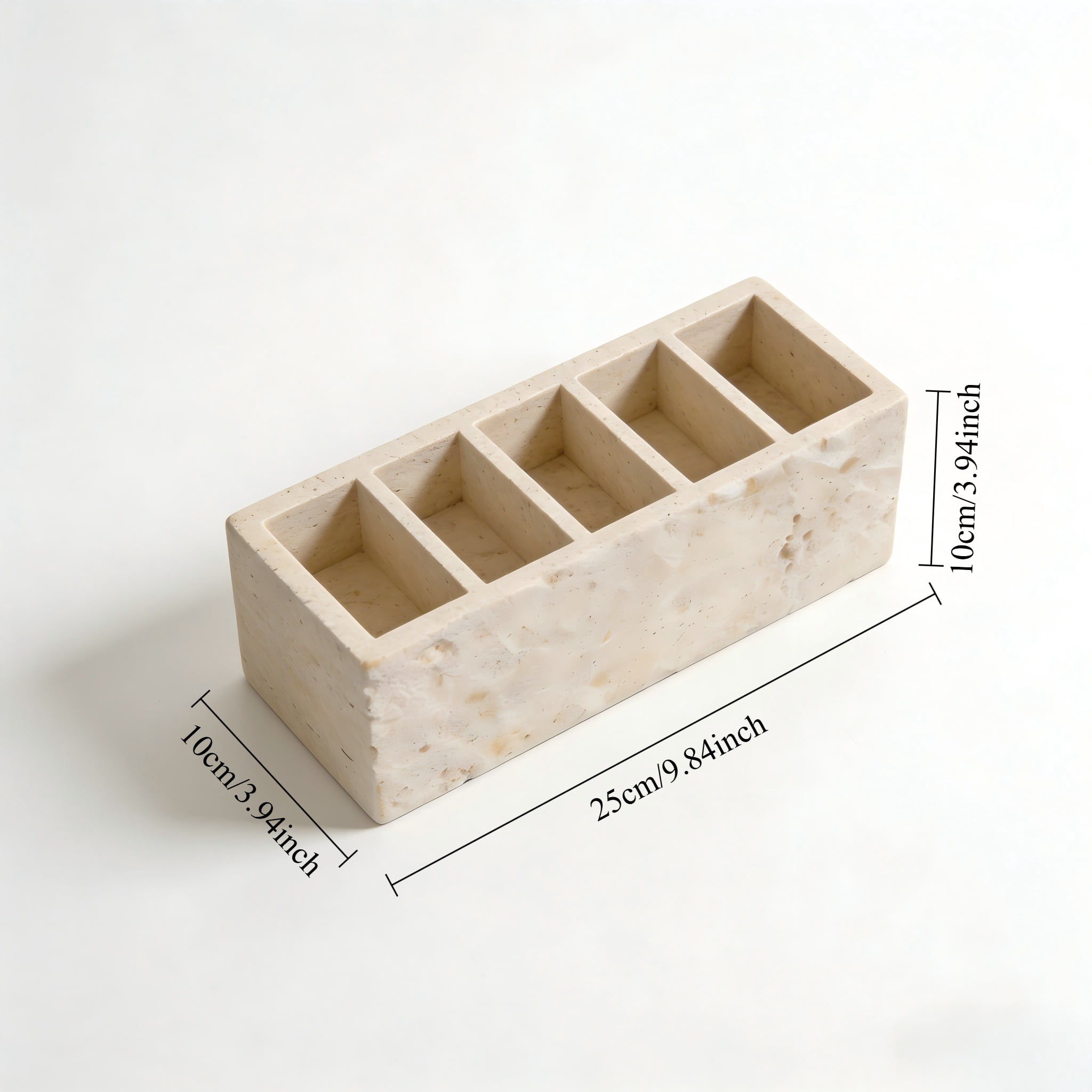 Marble Desk Organizer 5 Compartment Pen Holder, Calacatta Viola Natural Stone Box, Multi-Purpose Storage Caddy for Desk, Bathroom Vanity & Home Office