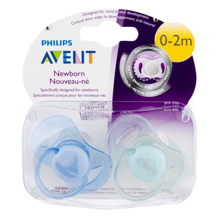 (2 Pack) Philips Avent Orthodontic Newborn Pacifiers, 0+ Months - 2