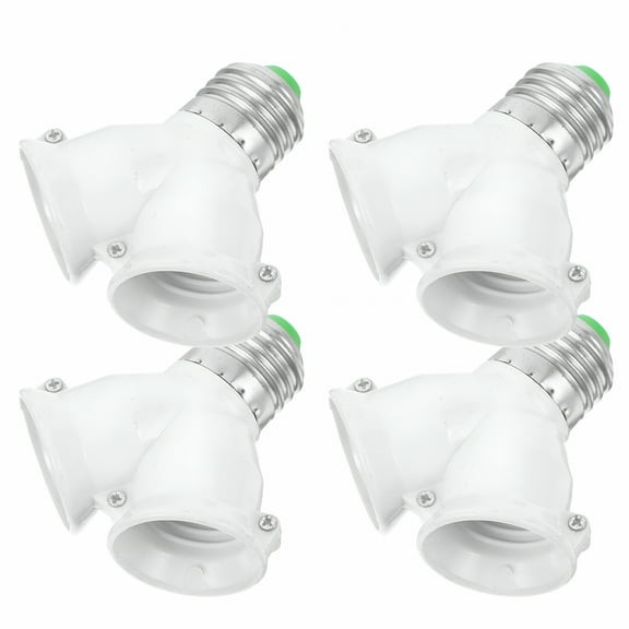 GJX 4 Pcs Double Light Bulb Sockets Adapter Twin Sockets Adapter E27 Led Lights Plug In Adapter Double Bulb Sockets Light Bulb Splitter 2 Way Bulb Extender Sockets Outlet