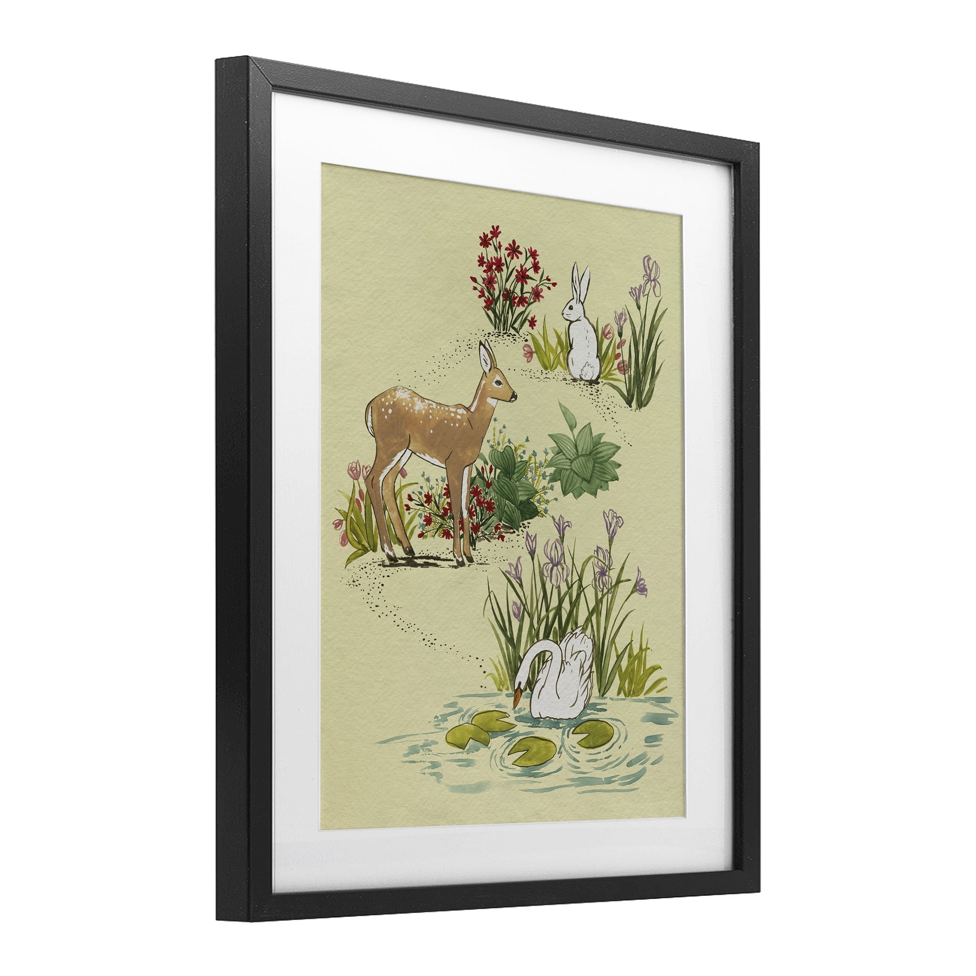 Stupell Industries Peaceful Spring Animals Black Framed Print Under Glass, design by Grace Popp