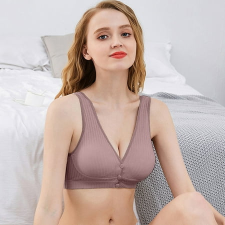 GZWYHT Nursing Bras Clearance Bras for Women Women s Vest Type Underwear Gathered Breast Feeding Bra With Front Buckle Push Up Bra Front Closure Bras Push Up Bra Purple L
