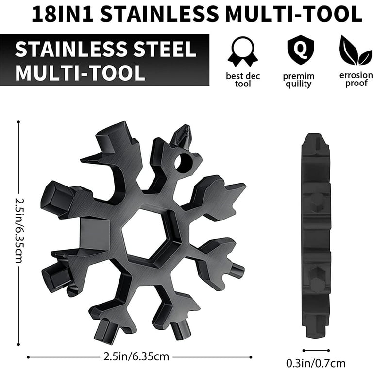 Southwit 2 Pcs Snowflake Tools 18-in-1 Stainless Steel Snowflakes Multi-Tool Fathers Day Giftss for Husbands, Keychain Multitool New Tools and Gadgets