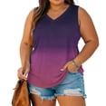 thumbnail image 6 of Plus Size Shirts for Women V Neck Sleeveless Tank Top Gradient Color Print Casual Summer Loose Fit Fashion Blouse Everyday Wear, 6 of 7
