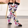 thumbnail image 5 of Haosy Compression Socks for Men Women Knee High Running Socks for Nurse Hiking Recovery Travel Athletic 2 Pairs Colorful Butterflies and Flowers, 5 of 9