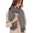 thumbnail image 1 of Foulard Femme Chaude d'Automne en Coton Uni avec Pompons / Franges (Gris), 1 of 5