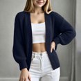 thumbnail image 2 of Wenini Women's Fall Solid Color Long Sleeve Knit Cardigan Sweater Outerwear Top Without Button, 2 of 6