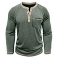 thumbnail image 6 of ZOYOEN Mens Cotton Henley Shirts with Pocket- Casual Crewneck Fashion Long Sleeve Fall Tops Army Green Size L, 6 of 7