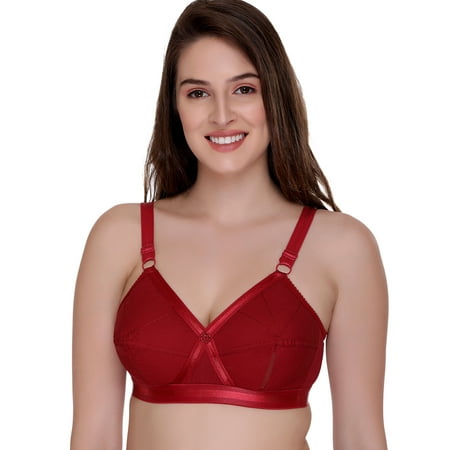 SONA Women s Perfecto Cotton Full Coverage Non Padded Minimizer Bra with Soft Support Regular and Plus Size (Maroon  44E)