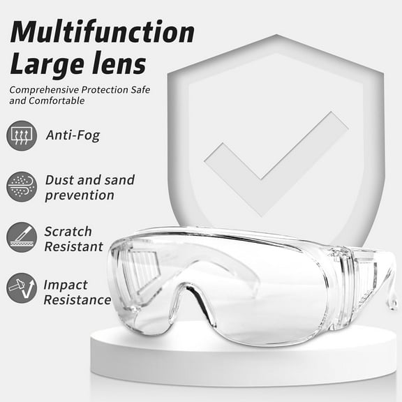 Safety Glasses Over Eyeglasses with Anti-Fog and Scratch Resistant ANSI Z87 Safety Goggles Over Glasses