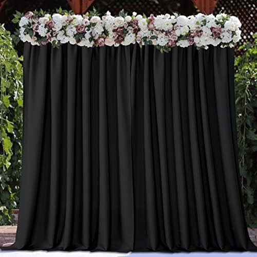 Black Backdrop Curtain for Parties, Wrinkle Free Black Backdrop Drapes for Party Home Party, Curtains Backdrop 5ft x 8ft 2 Panels with Rod Pockets