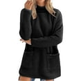 thumbnail image 1 of Tiweut Chandails à Capuchon Décontractés pour Femmes en Molleton à Col Rond Chandails à Manches Longues Thermiques avec Poche Chandail à Enfiler Doux et Chaud Vêtements d'Extérieur d'Hiver Chemisiers,Noir,P, 1 of 6