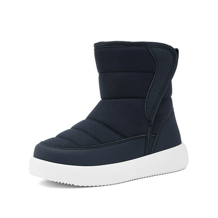 

Ediodpoh Children s Winter Solid Color Snow Boots for Boys And Girls Non Warm Boots With Wool Thickening Boots for Girls Dark Blue 8.5